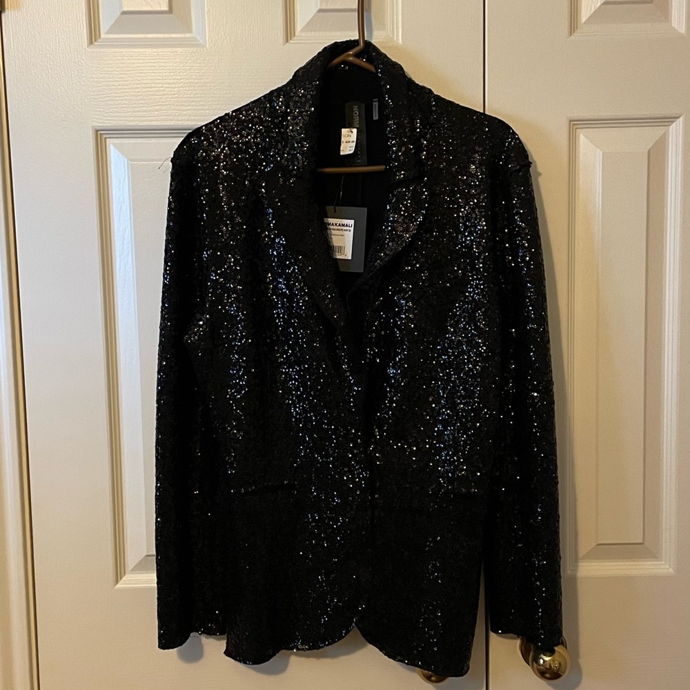 Brand new Norma Kamali black sequin blazer.
